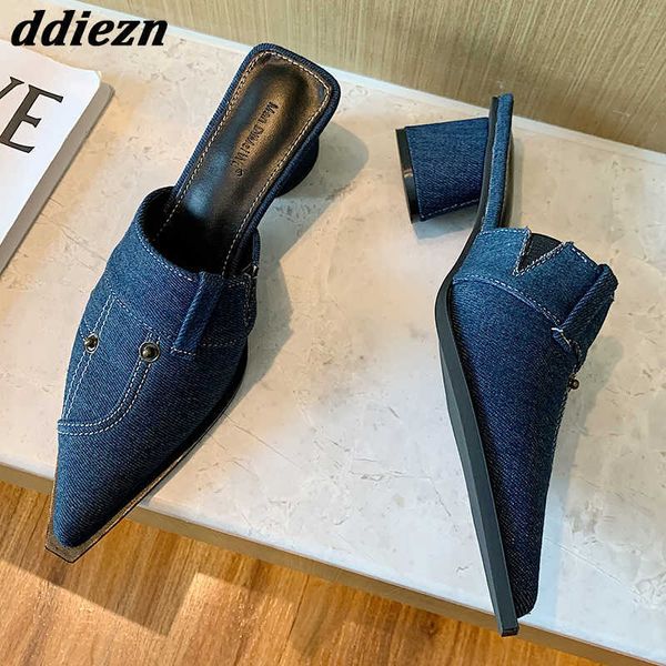 fashion round heels sandals mules for ladies new 2023 denim pointed toe women pumps slides shoes slip on casual female sippers 0316, Black
fashion round heels sandals mules for ladies new 2023 denim pointed toe women pumps slides shoes slip on casual female sippers 0316, Black