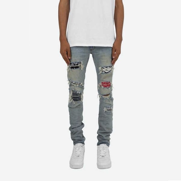 jeans mens am1r1 trousers pants mirri ripped fashion designer brand new men's white embroidery patch elastic slim denim hip hop high p6, Blue
jeans mens am1r1 trousers pants mirri ripped fashion designer brand new men's white embroidery patch elastic slim denim hip hop high p6, Blue