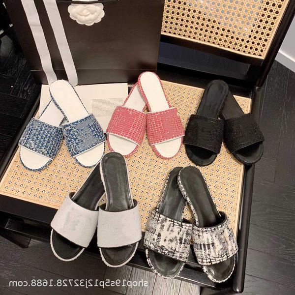 women slides channel designer sandals slipper small fragrant wind tweed flat slippers women's thick heels wear flip flops and weave bea, Black
women slides channel designer sandals slipper small fragrant wind tweed flat slippers women's thick heels wear flip flops and weave bea, Black