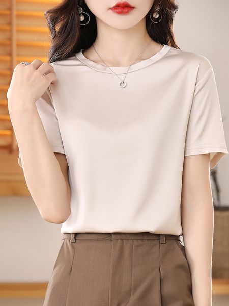 women's t-shirt honghanyuan women s to 3xl solid t shirts silk plain o neck short sleeved tee summer candy colors basic cozy drop ship, White
women's t-shirt honghanyuan women s to 3xl solid t shirts silk plain o neck short sleeved tee summer candy colors basic cozy drop ship, White