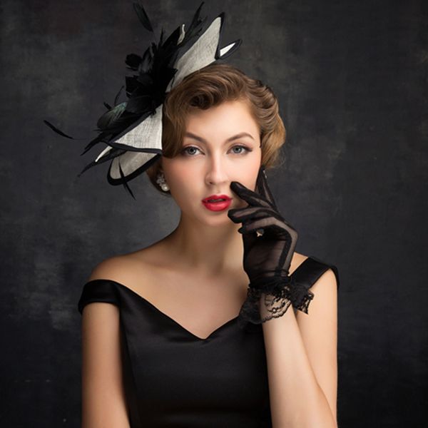 stingy brim hats women chic sinamay fascinator hat cocktail wedding party church headpiece fashion headwear formal feather hair accessories, Blue;gray
stingy brim hats women chic sinamay fascinator hat cocktail wedding party church headpiece fashion headwear formal feather hair accessories, Blue;gray