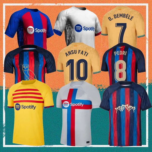 

22/23/24 LEWANDOWSKI ANSU FATI Soccer Jerseys 2022 FERRAN ADAMA AUBA CHRISTENSEN O. DEMBELE PEDRI MEMPHIS DEST GAVI barcelona maillots football shirt kids kit uniform, 23/24 home