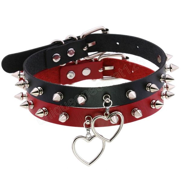 16 colors vintage harajuku rivet heart pendant pu leather necklaces choker necklace women men jewelry, Golden;silver
16 colors vintage harajuku rivet heart pendant pu leather necklaces choker necklace women men jewelry, Golden;silver
