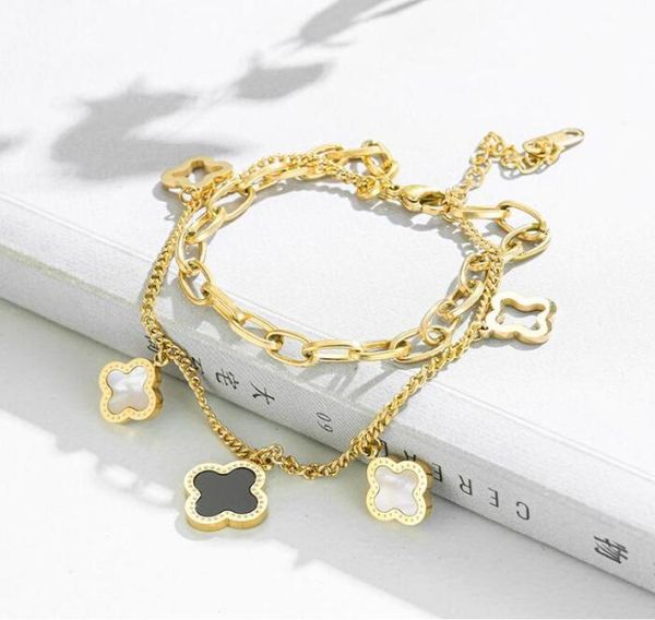 classic design multilayered clover charm bracelet lucky stainless steel four leaf jewelry5080867, Golden;silver
classic design multilayered clover charm bracelet lucky stainless steel four leaf jewelry5080867, Golden;silver