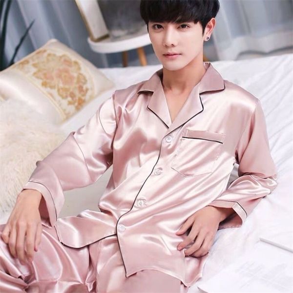 men's sleepwear male stain silk pajama set pyjamas silk sleepwear men smart soft pijama suit solid color satin home clothing summer 230, Black;brown
men's sleepwear male stain silk pajama set pyjamas silk sleepwear men smart soft pijama suit solid color satin home clothing summer 230, Black;brown
