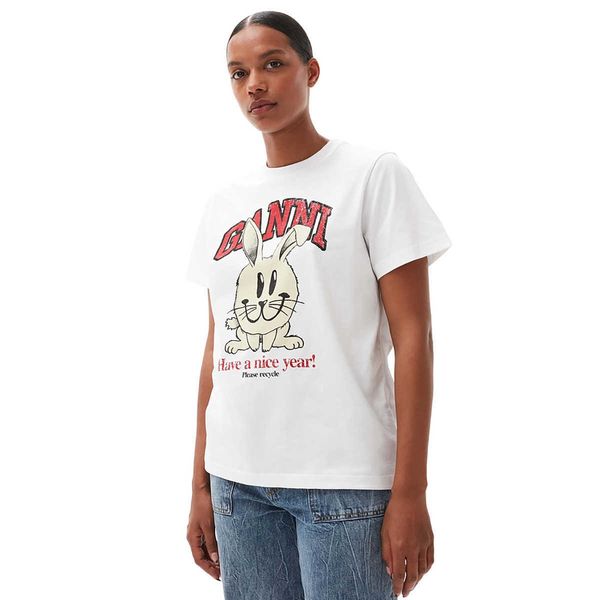 23ss ganni women designer t shirt print white round neck loose fashion short-sleeved tees female
23ss ganni women designer t shirt print white round neck loose fashion short-sleeved tees female