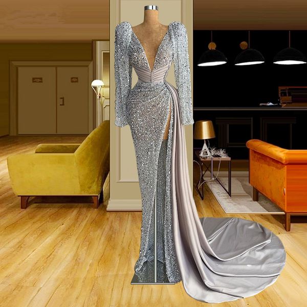 luxury silver crystal evening dress 2023 lace beaded split mermaid sequined prom formal gowns v-neck robe de soiree vestidos feast formales, Black;red
luxury silver crystal evening dress 2023 lace beaded split mermaid sequined prom formal gowns v-neck robe de soiree vestidos feast formales, Black;red