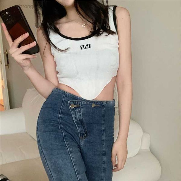 women's t-shirt black jacquard ice silk ultra short letter sweet spicy sports tank irregular girl vx8e, White
women's t-shirt black jacquard ice silk ultra short letter sweet spicy sports tank irregular girl vx8e, White