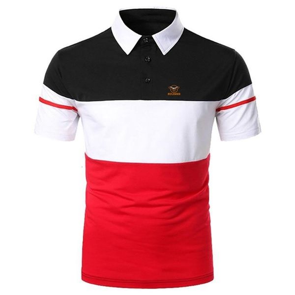 men's polos summer men simple and slim fit printed polo shirt 230317, White;black