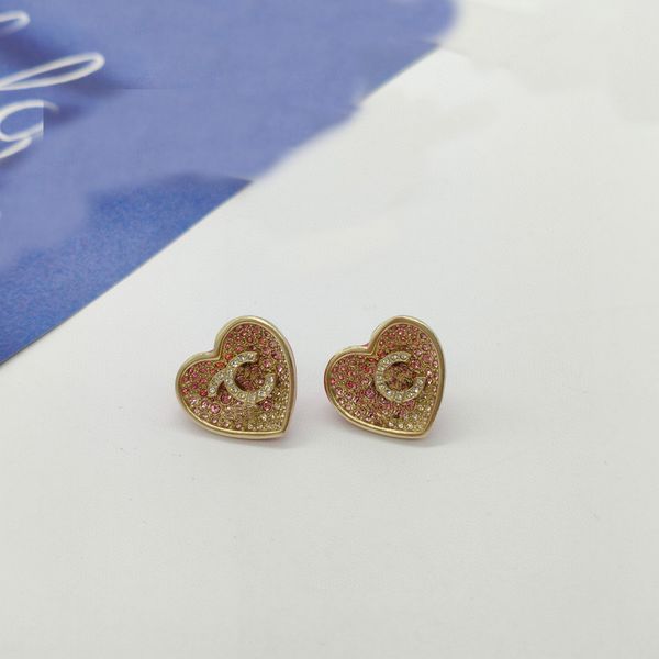 2023 luxury quality charm small heart shape stud earring with pink and white diamond in 18k gold plated have box stamp ps7648a, Golden
2023 luxury quality charm small heart shape stud earring with pink and white diamond in 18k gold plated have box stamp ps7648a, Golden