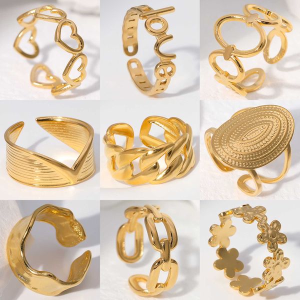 band rings trendy stainless steel rings for women flower heart adjustable finger ring fashion party jewelry geometric aesthetic open ring g2, Silver
band rings trendy stainless steel rings for women flower heart adjustable finger ring fashion party jewelry geometric aesthetic open ring g2, Silver