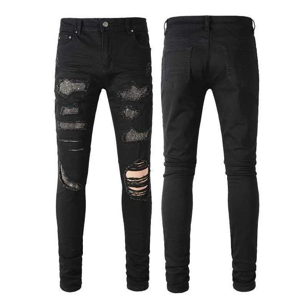jeans mens am1r1 trousers pants mirri ripped fashion designer brand new men's white embroidery patch elastic slim denim hip hop high a2, Blue
jeans mens am1r1 trousers pants mirri ripped fashion designer brand new men's white embroidery patch elastic slim denim hip hop high a2, Blue