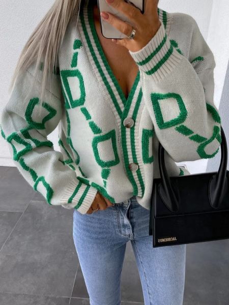women's knits tees autumn winter knitted cardigan fashion women long sleeve loose vneck sweater thick warm female green casual print 23, White
women's knits tees autumn winter knitted cardigan fashion women long sleeve loose vneck sweater thick warm female green casual print 23, White