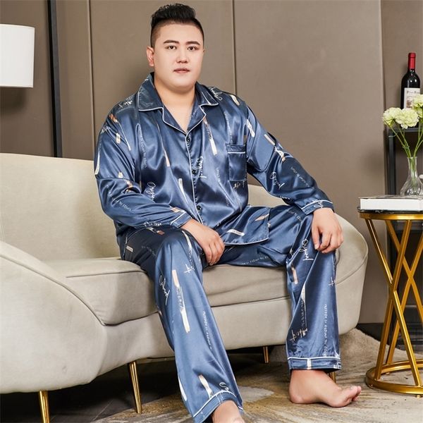 men's sleepwear 3xl-5xl plus size 150kg graphics silk pajamas for men autumn spring long sleeve singer breast and pants sleepwear pjs 2, Black;brown
men's sleepwear 3xl-5xl plus size 150kg graphics silk pajamas for men autumn spring long sleeve singer breast and pants sleepwear pjs 2, Black;brown