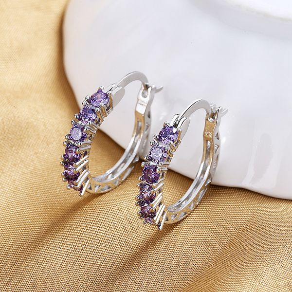 Designer Small Fashion Earrings Women's Temperament Circle Cut Out Set Pliers Purple Zircon Earrings
Designer Small Fashion Earrings Women's Temperament Circle Cut Out Set Pliers Purple Zircon Earrings