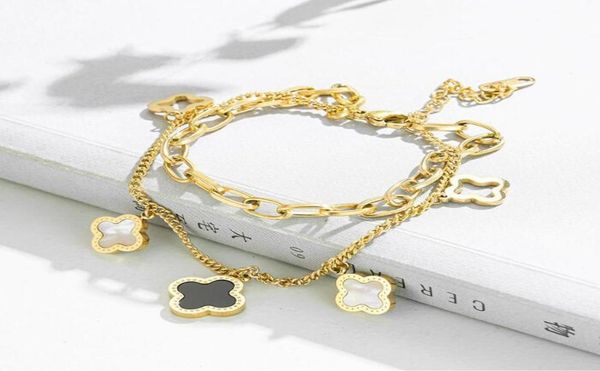 classic design multilayered clover charm bracelet lucky stainless steel four leaf jewelry6143258, Golden;silver
classic design multilayered clover charm bracelet lucky stainless steel four leaf jewelry6143258, Golden;silver