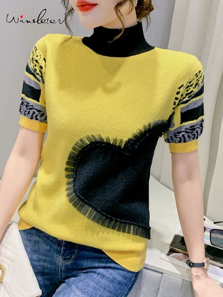 women's t-shirt color block t-shirt women knitwear appliqued mock neck short sleeve stretchy tees spring summer t23707x 230317, White
women's t-shirt color block t-shirt women knitwear appliqued mock neck short sleeve stretchy tees spring summer t23707x 230317, White