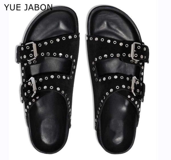 sandal black summer thick soled buckle rivet slippers cowhide open toe beach vacation flat sandals roman female casual shoes 230302
sandal black summer thick soled buckle rivet slippers cowhide open toe beach vacation flat sandals roman female casual shoes 230302
