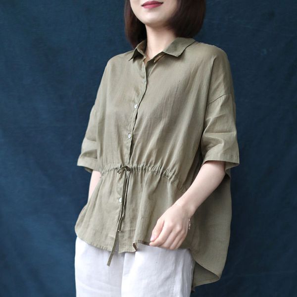 women's blouses shirts summer arts style women turn-down collar half sleeve loose shirts drawstring design vintage blouse femme s828 2, White
women's blouses shirts summer arts style women turn-down collar half sleeve loose shirts drawstring design vintage blouse femme s828 2, White