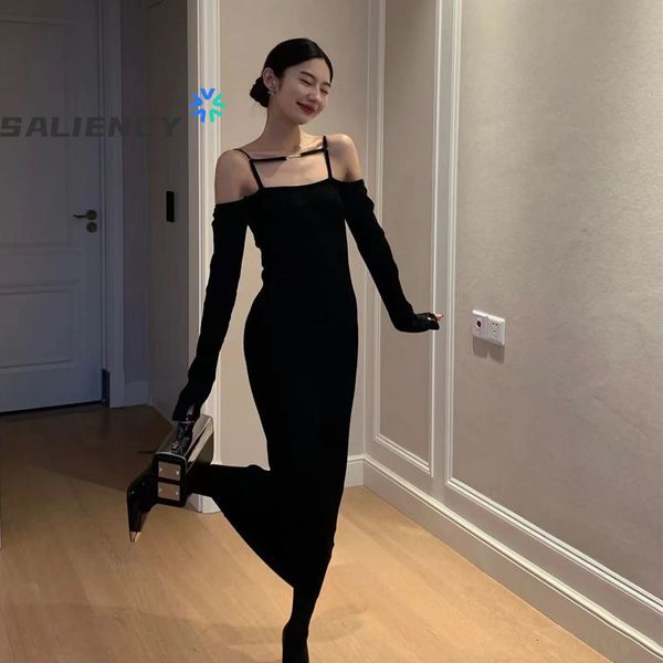 casual dresses fashion hollow one shoulder strapless solid black long sleeve s spring and autumn slim knit maxi sweater 230317, Black;gray
casual dresses fashion hollow one shoulder strapless solid black long sleeve s spring and autumn slim knit maxi sweater 230317, Black;gray