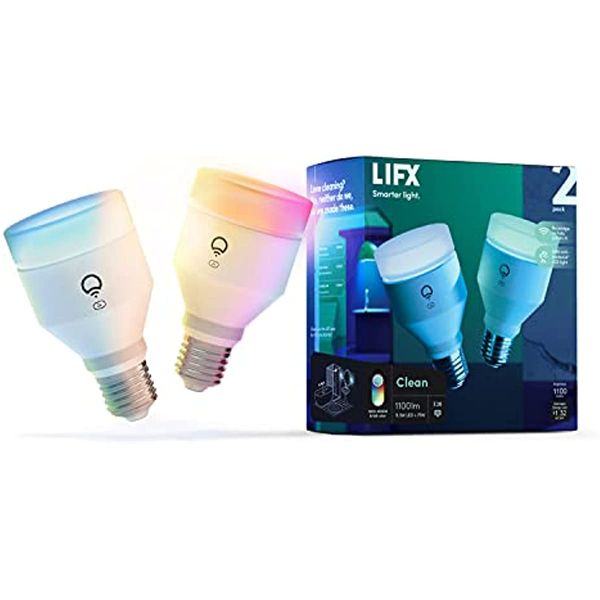 lifx clean, a19 1100 lumens, full color with antibacterial hev, wi-fi smart led light bulb, no bridge required, compatible with alexa, hey g
lifx clean, a19 1100 lumens, full color with antibacterial hev, wi-fi smart led light bulb, no bridge required, compatible with alexa, hey g