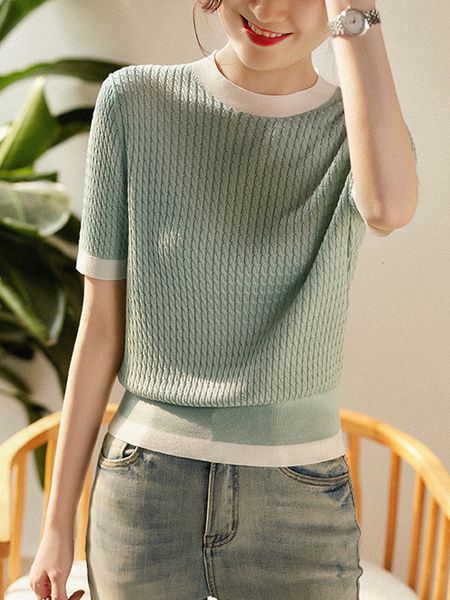 women's t-shirt spring summer short-sleeved tshirt women o-neck contrast color pullover t-shirt knitted casual clothes t shirts 230317, White
women's t-shirt spring summer short-sleeved tshirt women o-neck contrast color pullover t-shirt knitted casual clothes t shirts 230317, White