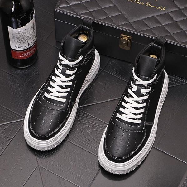 spring leather high men shoes fashion casual sneakers hip hop board shoes flats chaussure homme d2a51, Black
spring leather high men shoes fashion casual sneakers hip hop board shoes flats chaussure homme d2a51, Black