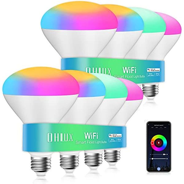led indoor flood light bulb for cans, bright br30 900lm 10w (80w equivalent), wifi bluetooth rgb color changing light bulb, 8 pack
led indoor flood light bulb for cans, bright br30 900lm 10w (80w equivalent), wifi bluetooth rgb color changing light bulb, 8 pack