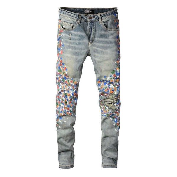 jeans mens am1r1 trousers pants mirri ripped fashion designer brand new men's white embroidery patch elastic slim denim hip hop high xo, Blue
jeans mens am1r1 trousers pants mirri ripped fashion designer brand new men's white embroidery patch elastic slim denim hip hop high xo, Blue