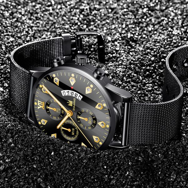 man relogio masculino luxury men's quartz watches stainless steel mesh strap man wristwatch fashion fake three dials reloj watch, Slivery;golden
man relogio masculino luxury men's quartz watches stainless steel mesh strap man wristwatch fashion fake three dials reloj watch, Slivery;golden