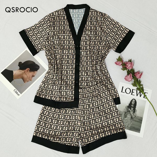womens sleepwear qsrocio summer pajamas set luxury curves print v neck short casual faux silk homewear 2pcs nightie femme 230317, Black;red
womens sleepwear qsrocio summer pajamas set luxury curves print v neck short casual faux silk homewear 2pcs nightie femme 230317, Black;red