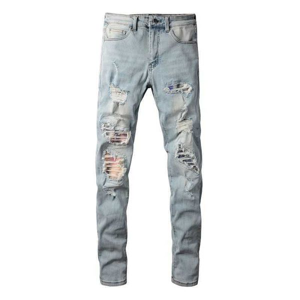 jeans mens am1r1 trousers pants mirri ripped fashion designer brand new men's white embroidery patch elastic slim denim hip hop high lq, Blue
jeans mens am1r1 trousers pants mirri ripped fashion designer brand new men's white embroidery patch elastic slim denim hip hop high lq, Blue
