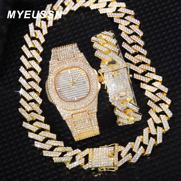 strands strings iced out watch mens cuban link chain bracelet necklace choker bling jewelry men big gold color chains hip hop punk watch set, Black
strands strings iced out watch mens cuban link chain bracelet necklace choker bling jewelry men big gold color chains hip hop punk watch set, Black