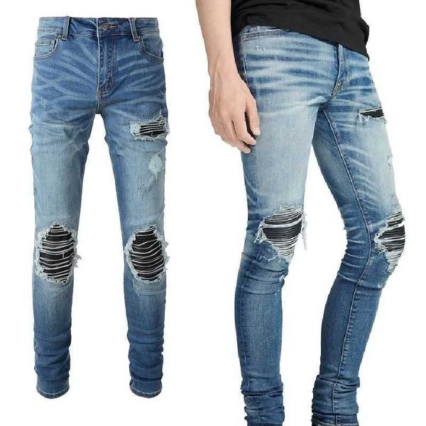 jeans mens am1r1 trousers pants mirri ripped fashion designer brand new men's white embroidery patch elastic slim denim hip hop high wu, Blue
jeans mens am1r1 trousers pants mirri ripped fashion designer brand new men's white embroidery patch elastic slim denim hip hop high wu, Blue