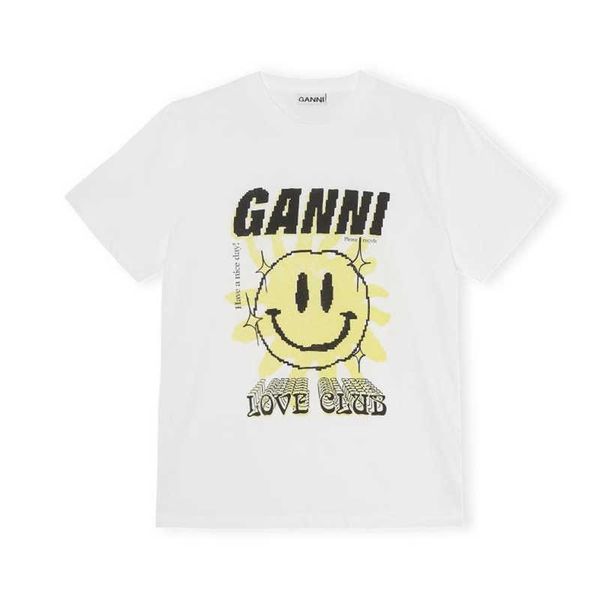 2023 ganni women's summer t-shirt beach tees white loose sun letter smiling face printing short sleeve
2023 ganni women's summer t-shirt beach tees white loose sun letter smiling face printing short sleeve