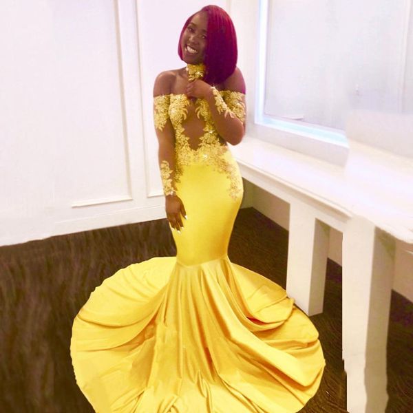 charming african yellow mermaid prom dresses lace applique bateau neck long sleeves special occasion gowns women brithday party evening dres, Black
charming african yellow mermaid prom dresses lace applique bateau neck long sleeves special occasion gowns women brithday party evening dres, Black