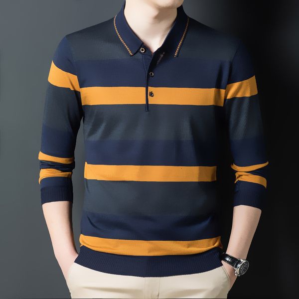men's polos ymwmhu fashion men shirt long sleeve button collar autumn and winter tshirt striped slim fit clothing korean 230317, White;black
men's polos ymwmhu fashion men shirt long sleeve button collar autumn and winter tshirt striped slim fit clothing korean 230317, White;black