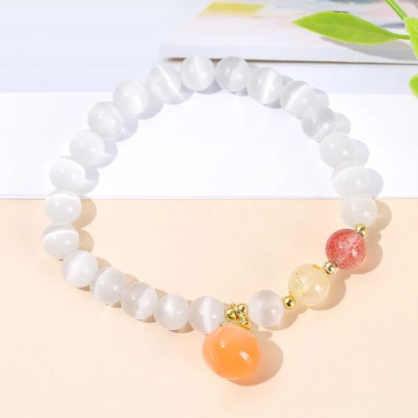 natural white cat eyes stone peach pendant beaded bracelets women korean style bead rope strand bangles design jewelry, Golden;silver
natural white cat eyes stone peach pendant beaded bracelets women korean style bead rope strand bangles design jewelry, Golden;silver