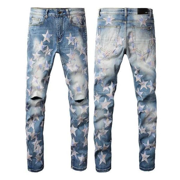 jeans mens am1r1 trousers pants mirri ripped fashion designer brand new men's white embroidery patch elastic slim denim hip hop high xd, Blue
jeans mens am1r1 trousers pants mirri ripped fashion designer brand new men's white embroidery patch elastic slim denim hip hop high xd, Blue