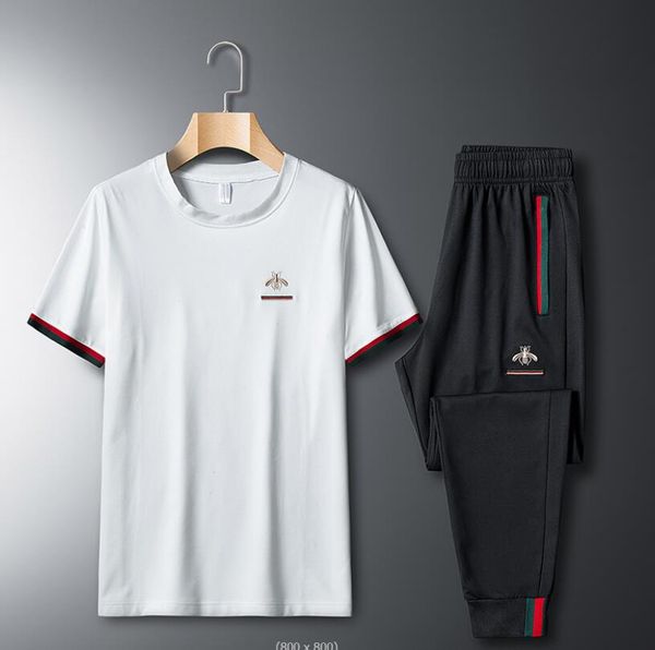 men's tracksuits summer little bee suit mens casual short sleeve sweater round neck embroidered loose casual sportswear fashion two-pie, Gray
men's tracksuits summer little bee suit mens casual short sleeve sweater round neck embroidered loose casual sportswear fashion two-pie, Gray
