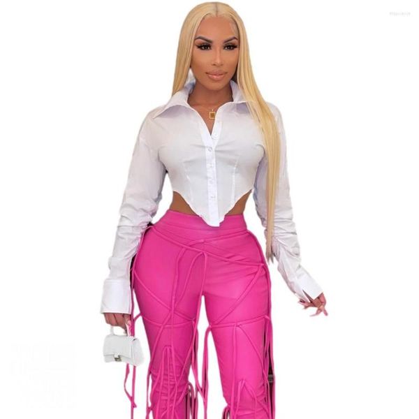 women's blouses pure color long-sleeved shirt open waist lapel button slim fit 2023 spring casual women's irregular, White
women's blouses pure color long-sleeved shirt open waist lapel button slim fit 2023 spring casual women's irregular, White