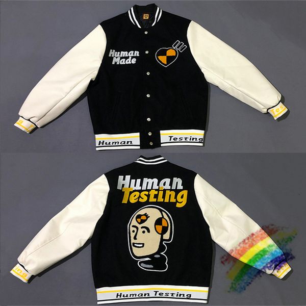 men's jackets human made men women 1 1 quality embroidery leather sleeve baseball coats varsity 230317, Black;brown
men's jackets human made men women 1 1 quality embroidery leather sleeve baseball coats varsity 230317, Black;brown