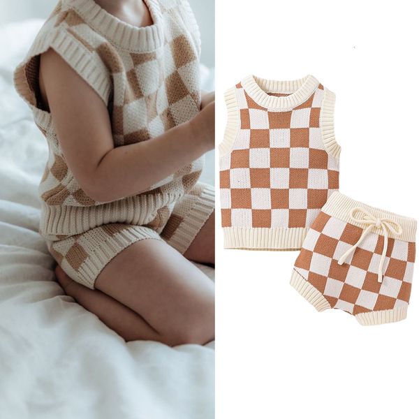 clothing sets born baby boys girls two pieces clothes outfits o-neck sleeveless checkerboard printed knitted swater vest tie-up shorts 23031, White
clothing sets born baby boys girls two pieces clothes outfits o-neck sleeveless checkerboard printed knitted swater vest tie-up shorts 23031, White