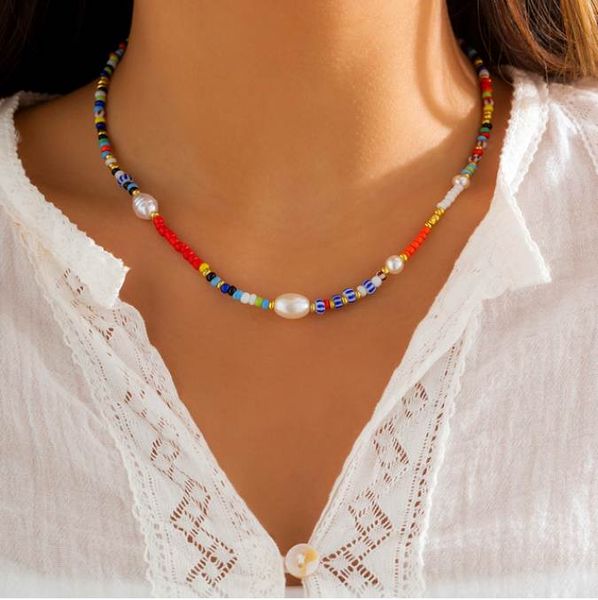 new korean fashion colorful cute seed beads chain choker necklace for women baroque simulated pearls beaded collar boho jewelry, Silver
new korean fashion colorful cute seed beads chain choker necklace for women baroque simulated pearls beaded collar boho jewelry, Silver