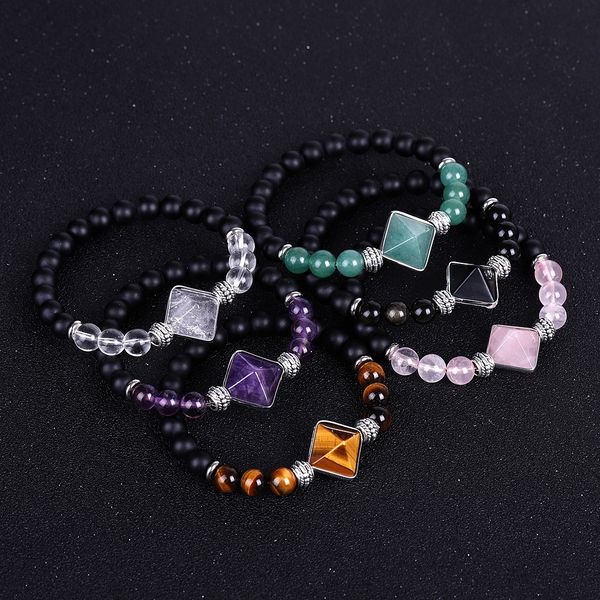 8mm healing stone strand bracelet natural gemstone stretch pyramid rhombus beads chakra energy charm bracelets handmade jewelry for men wome, Black
8mm healing stone strand bracelet natural gemstone stretch pyramid rhombus beads chakra energy charm bracelets handmade jewelry for men wome, Black