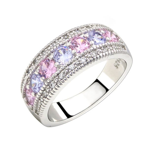 pink diamond light luxury style women's wedding ring premium feel micro set color zircon ring creative handicraft, Silver
pink diamond light luxury style women's wedding ring premium feel micro set color zircon ring creative handicraft, Silver