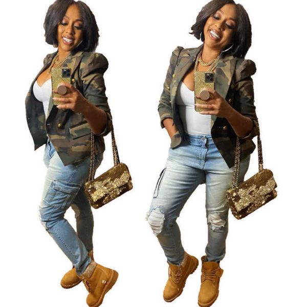 women designer clothing fashion coat casual blazers 2023 new womens camouflage printed single top, Black;brown
women designer clothing fashion coat casual blazers 2023 new womens camouflage printed single top, Black;brown