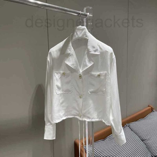 women's blouses & shirts designer spring/summer new drawcord design high definition french style simple loose gold logo button short si, White
women's blouses & shirts designer spring/summer new drawcord design high definition french style simple loose gold logo button short si, White