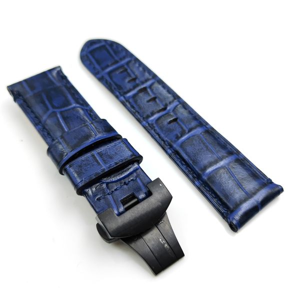 24mm blue crocodile grain calf leather band 22mm folding deployment clasp strap fit for pam pam111 watch, Black;brown
24mm blue crocodile grain calf leather band 22mm folding deployment clasp strap fit for pam pam111 watch, Black;brown