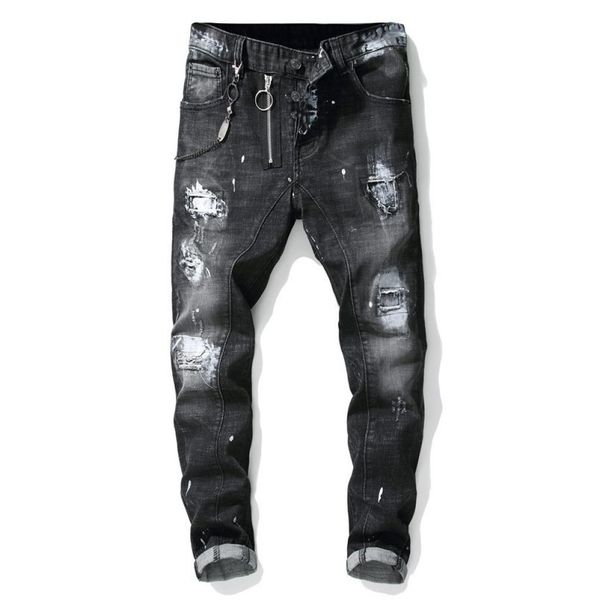 men039s hight street ripped painted jeans pants with holes streetwear distressed denim trousers black printed jeans1840968, Blue
men039s hight street ripped painted jeans pants with holes streetwear distressed denim trousers black printed jeans1840968, Blue